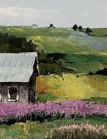 Flower Field portrait  I White Modern Wood Framed Art Print with Double Matting by Cusson, Marie Elaine