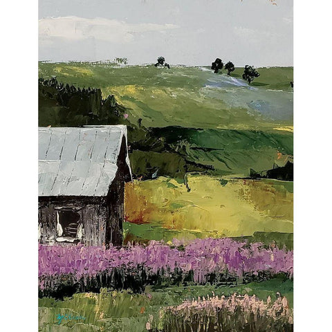 Flower Field portrait  I Black Modern Wood Framed Art Print by Cusson, Marie Elaine