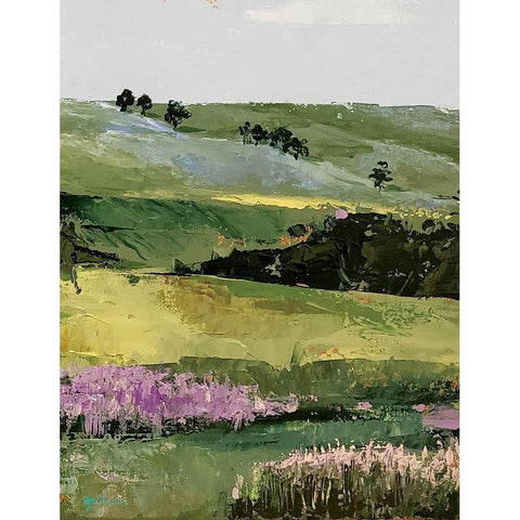 Flower Field portrait  II Black Modern Wood Framed Art Print by Cusson, Marie Elaine