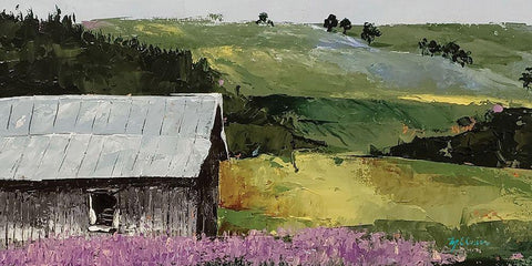 Flower Field  landscape White Modern Wood Framed Art Print with Double Matting by Cusson, Marie Elaine