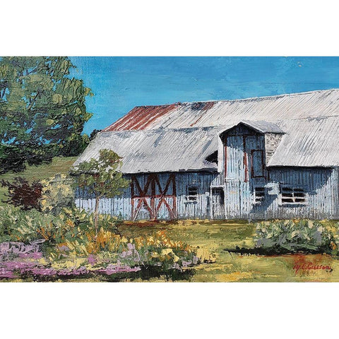 Portrait of a Barn  landscape White Modern Wood Framed Art Print by Cusson, Marie Elaine