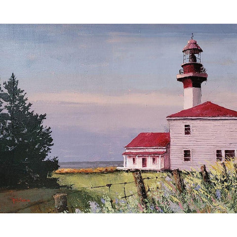 Lighthouse Point Black Modern Wood Framed Art Print with Double Matting by Cusson, Marie Elaine