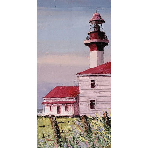 Lighthouse Point  panel Gold Ornate Wood Framed Art Print with Double Matting by Cusson, Marie Elaine