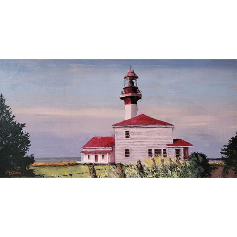 Lighthouse Point  landscape White Modern Wood Framed Art Print by Cusson, Marie Elaine