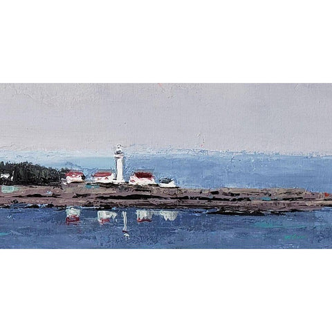 Lighthouse View Black Modern Wood Framed Art Print with Double Matting by Cusson, Marie Elaine