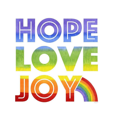 Rainbow Text III-Hope  Love Joy Black Modern Wood Framed Art Print by Reed, Tara