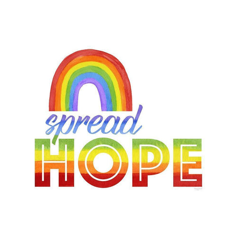 Rainbow Text V-Spread  Hope White Modern Wood Framed Art Print by Reed, Tara