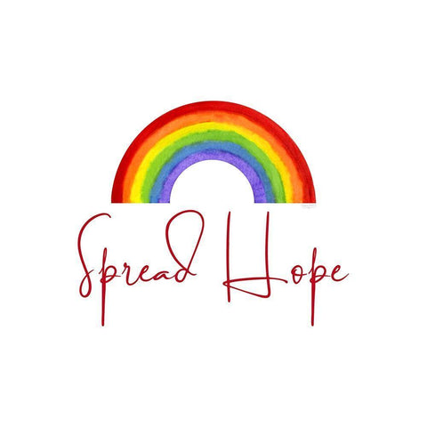 Rainbow and Sentiment  V-Spread Hope White Modern Wood Framed Art Print with Double Matting by Reed, Tara