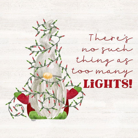 Gnome for Christmas Sentiment V-Lights White Modern Wood Framed Art Print by Reed, Tara