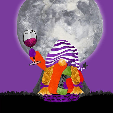 Gnomes of Halloween VI-Wine White Modern Wood Framed Art Print by Reed, Tara