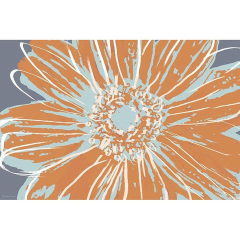 Flower Pop Sketch I-Blue and Orange Gold Ornate Wood Framed Art Print with Double Matting by Cusson, Marie Elaine