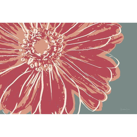 Flower Pop Sketch IV-Red Gold Ornate Wood Framed Art Print with Double Matting by Cusson, Marie Elaine