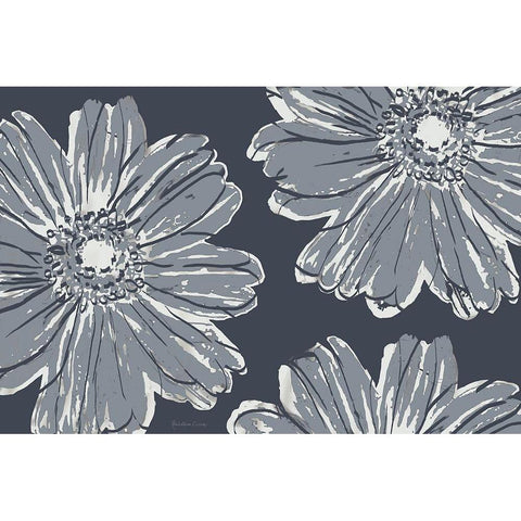Flower Pop Sketch V-Shades of Grey Black Modern Wood Framed Art Print by Cusson, Marie Elaine