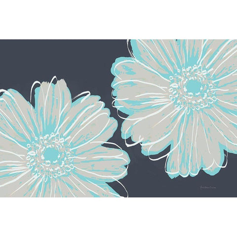 Flower Pop Sketch VI-Dark Blue BG Gold Ornate Wood Framed Art Print with Double Matting by Cusson, Marie Elaine