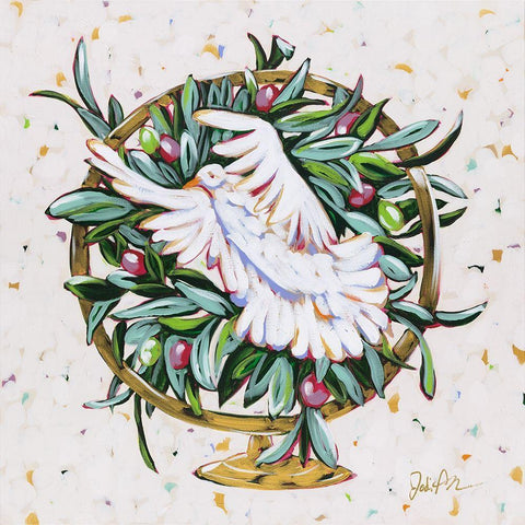 Globe Peace White Modern Wood Framed Art Print with Double Matting by Augustine, Jodi