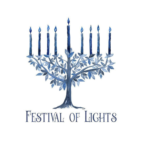 Festival of Lights IV-Menorah Black Modern Wood Framed Art Print with Double Matting by Reed, Tara