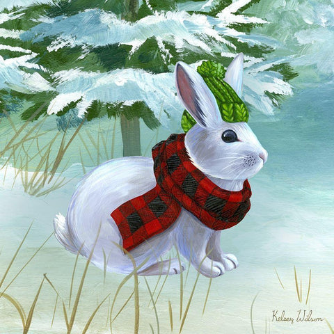 Winterscape III-Rabbit Black Modern Wood Framed Art Print by Wilson, Kelsey
