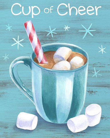 Peppermint Cocoa I-Cup of Cheer White Modern Wood Framed Art Print with Double Matting by Wilson, Kelsey