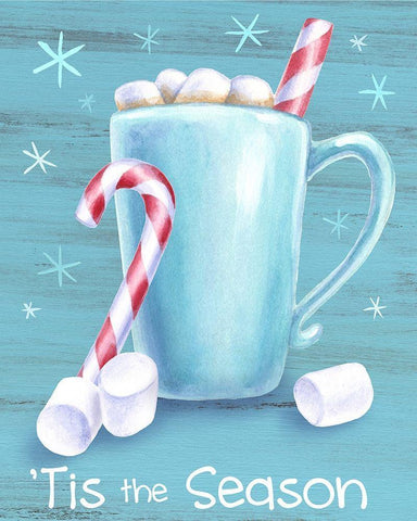 Peppermint Cocoa II-Tis the Season White Modern Wood Framed Art Print with Double Matting by Wilson, Kelsey