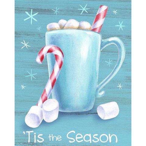 Peppermint Cocoa II-Tis the Season Black Modern Wood Framed Art Print with Double Matting by Wilson, Kelsey