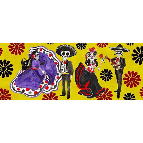 Day of the Dead panel II-Sugar Skull Couple White Modern Wood Framed Art Print by Reed, Tara