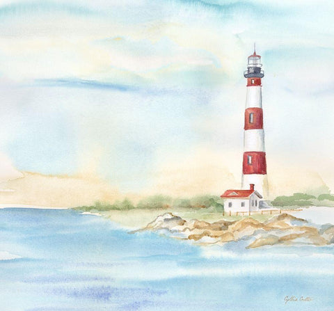 East Coast Lighthouse III White Modern Wood Framed Art Print with Double Matting by Coulter, Cynthia