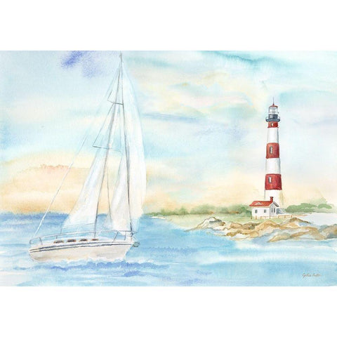 East Coast Lighthouse landscape II Black Modern Wood Framed Art Print with Double Matting by Coulter, Cynthia