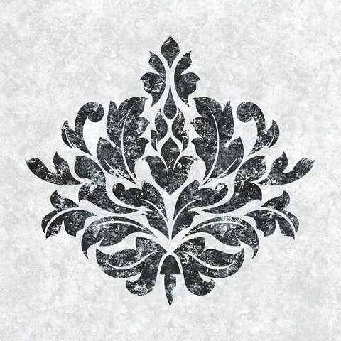 Textured Damask I on white White Modern Wood Framed Art Print with Double Matting by Lee C