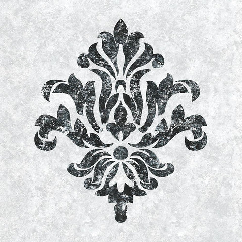 Textured Damask III on white Gold Ornate Wood Framed Art Print with Double Matting by Lee C