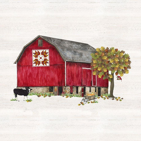 Fall Barn Quilt IV White Modern Wood Framed Art Print by Reed, Tara