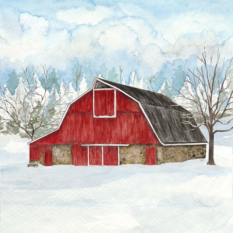 Winter Barn Quilt II White Modern Wood Framed Art Print by Reed, Tara