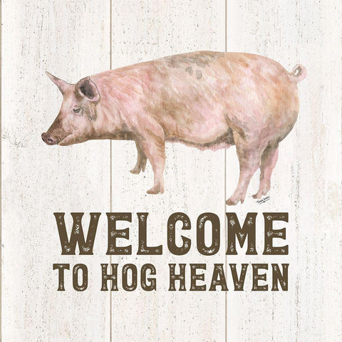 Farm Life VII-Hog Heaven Gold Ornate Wood Framed Art Print with Double Matting by Reed, Tara