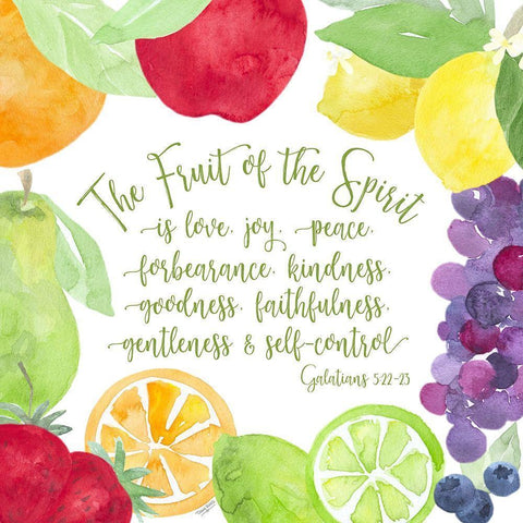 Fruit of the Spirit I-Fruit White Modern Wood Framed Art Print by Reed, Tara