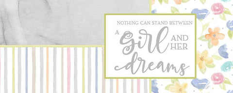 Girl Inspiration panel V-Girl and her Dreams White Modern Wood Framed Art Print with Double Matting by Reed, Tara