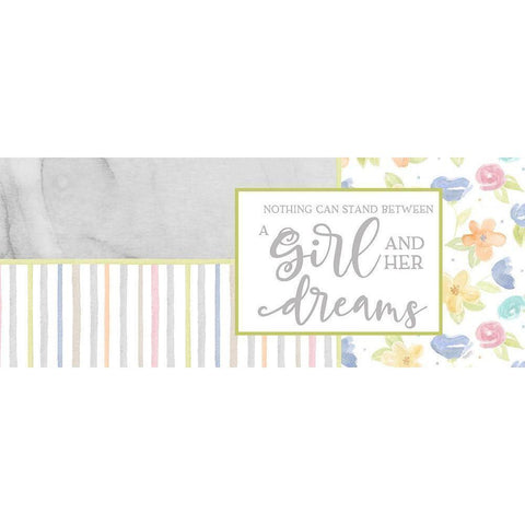 Girl Inspiration panel V-Girl and her Dreams Gold Ornate Wood Framed Art Print with Double Matting by Reed, Tara