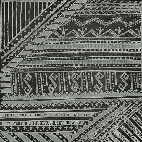 Boho Tribal Cloth I black White Modern Wood Framed Art Print by Tre Sorelle Studios