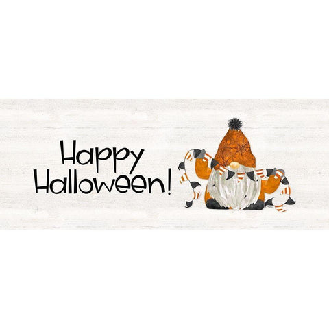 Gnomes of Halloween panel II-Happy Halloween White Modern Wood Framed Art Print by Reed, Tara