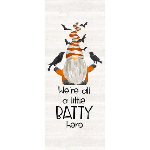 Gnomes of Halloween vertical I-Batty Gold Ornate Wood Framed Art Print with Double Matting by Reed, Tara