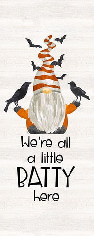 Gnomes of Halloween vertical I-Batty White Modern Wood Framed Art Print with Double Matting by Reed, Tara