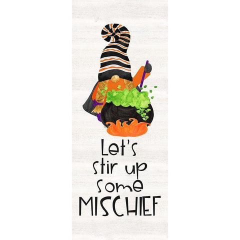 Gnomes of Halloween vertical II-Mischief Black Modern Wood Framed Art Print with Double Matting by Reed, Tara