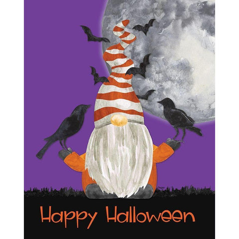 Gnomes of Halloween portrait II-Happy Halloween Black Modern Wood Framed Art Print with Double Matting by Reed, Tara