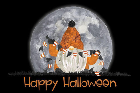 Gnomes of Halloween landscape-Happy Halloween White Modern Wood Framed Art Print with Double Matting by Reed, Tara