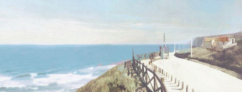 Clifftop  Cottage Black Ornate Wood Framed Art Print with Double Matting by Bay, Noah