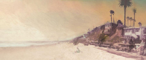 Girl  on the Beach White Modern Wood Framed Art Print with Double Matting by Bay, Noah