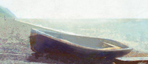 The  Blue Boat Black Ornate Wood Framed Art Print with Double Matting by Bay, Noah