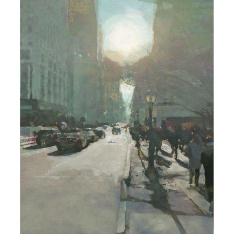 South  on 5th White Modern Wood Framed Art Print by Bay, Noah