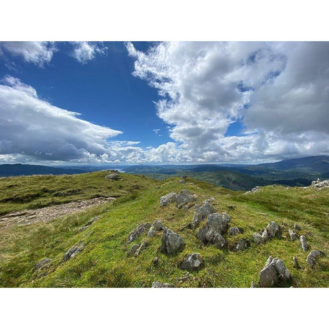 Highland  Path landscape Black Modern Wood Framed Art Print with Double Matting by Bay, Noah