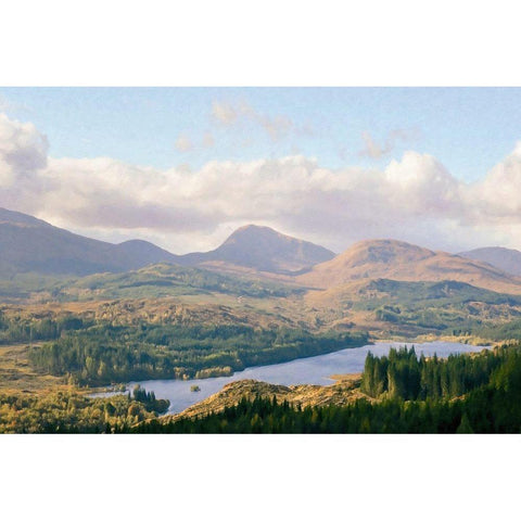 Overlook  of the Loche Black Modern Wood Framed Art Print by Grafitee Studios