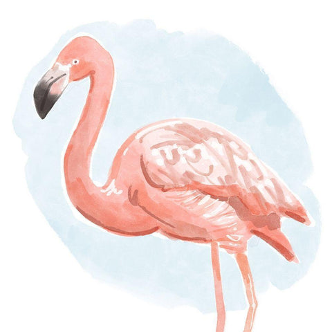 Tropical  Flamingo I White Modern Wood Framed Art Print by Bannarot