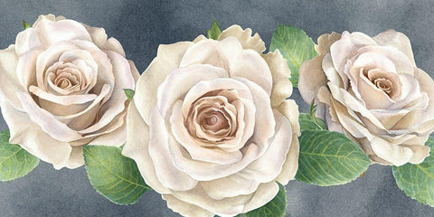 Ivory  Roses on gray landscape I White Modern Wood Framed Art Print with Double Matting by Wilson, Kelsey